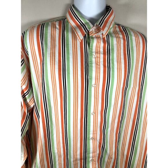 South Pole Men's Button Down Shirt Size XXL Long Sleeve White Orange Cotton - Picture 5 of 13
